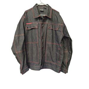 Vintage Y2K Delf Denim Jacket Mens L Hip Hop Grunge Street Rap Contrast Stitch